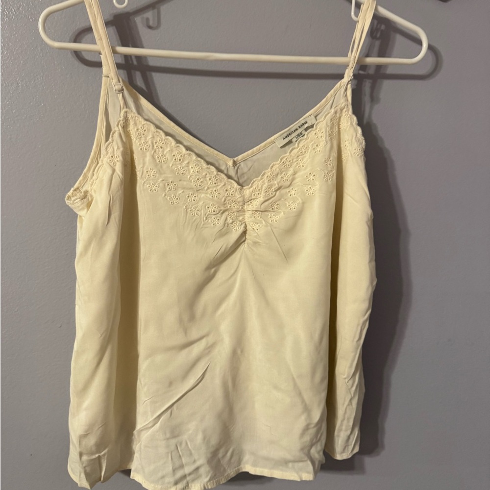 American Eagle Outfitters Cream Lace-Trim Cami
